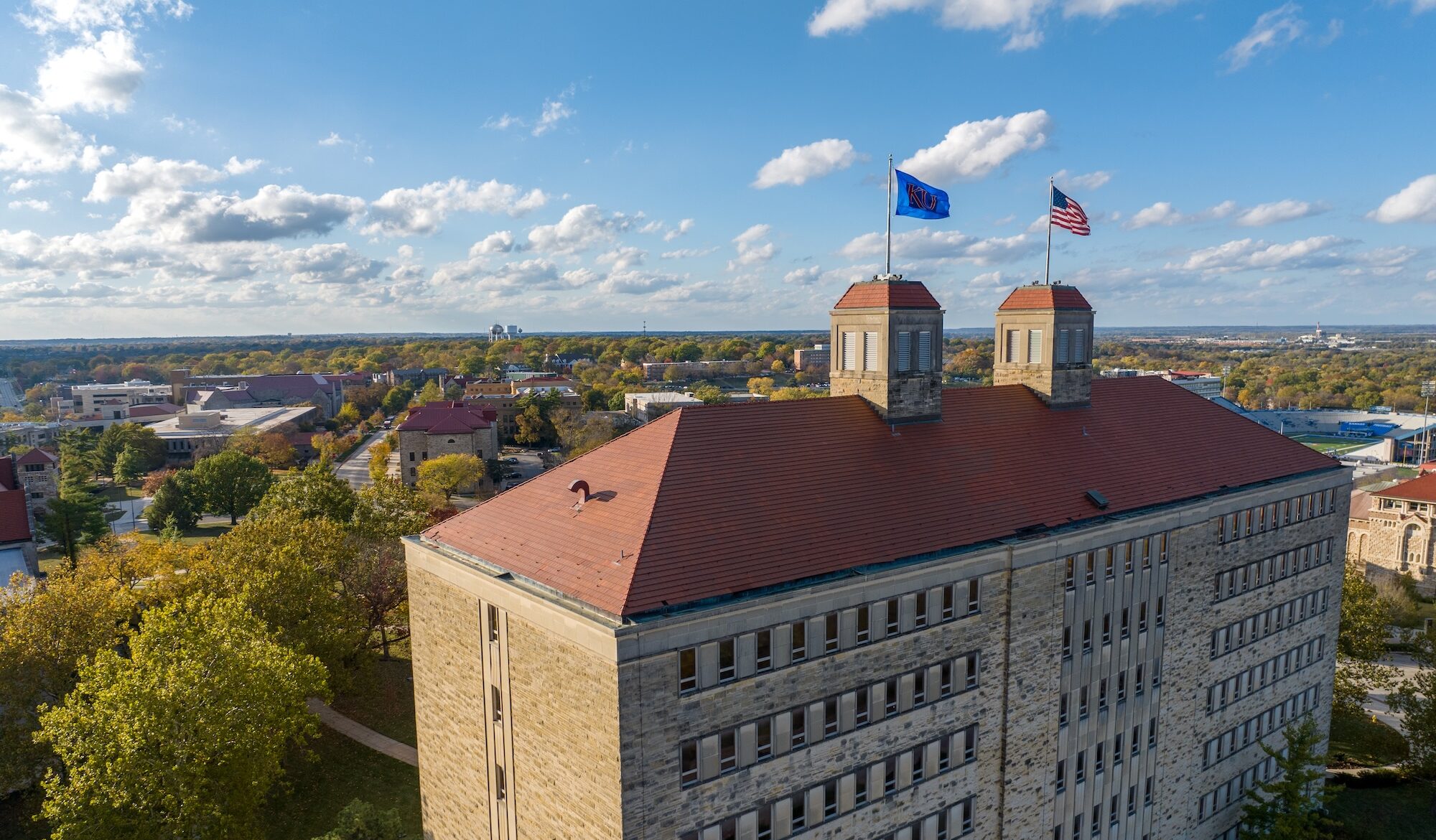 Fall aerials of the Lawrence campus